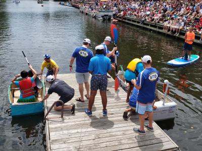 Rowers get into boat